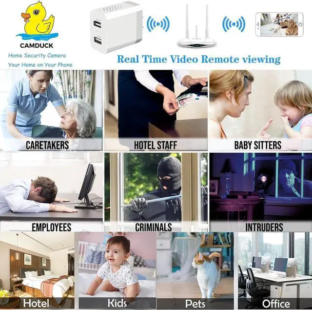 Alt view image 4 of 7 - 2024 Upgraded 1080P HD Nanny Cam Charger Wireless and Security Camera with Remote Viewing, Nanny Cam Nanny Camera Indoor/Outdoor, Motion Detection