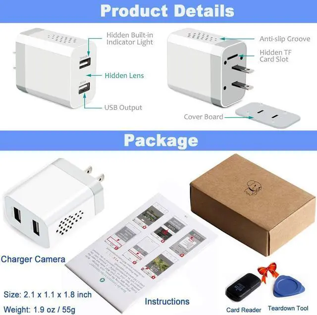 Alt view image 6 of 7 - 2024 Upgraded 1080P HD Nanny Cam Charger Wireless and Security Camera with Remote Viewing, Nanny Cam Nanny Camera Indoor/Outdoor, Motion Detection