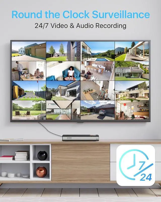 Alt view image 7 of 7 - Gadpiparty ZOSI 16CH 4K Spotlight PoE Security Camera System with 4TB HDD,8pcs 4K Indoor Outdoor Dome Bullet Cameras,Person Vehicle Detection,2 Way Audio and Siren,Night Vision,16Channel 8MP NVR for