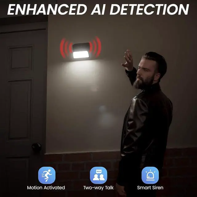 Alt view image 5 of 7 - Gadpiparty Outdoor Camera Wireless-2.4G 2K Solar Wall Light Cameras for Home Security with AI Motion Detection, Waterproof,Motion Activated Light, Siren Cloud/SD Storage, Compatible with Alexa,S2