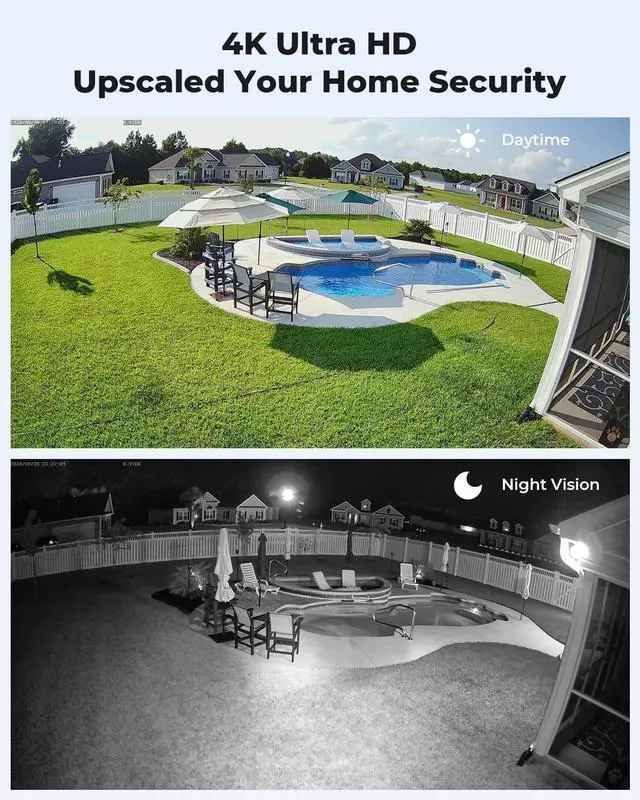 Alt view image 2 of 7 - Gadpiparty H.VIEW 4K Security Camera System, 4pcs H.265 PoE Wired Turret Cameras with Person Detection, 4K/8MP 8CH NVR with 3TB HDD for 24-7 Recording,Trigger Color Night Vision, Email Alert, AI Human