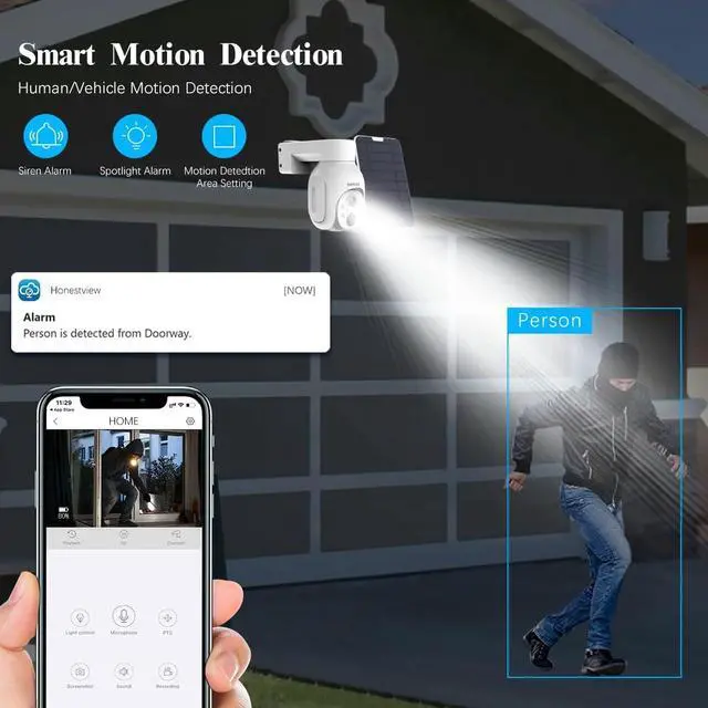 Alt view image 7 of 7 - Gadpiparty OOSSXX Extend PTZ Camera & 2-Way Audio 4MP Extend Solar Outdoor Security Cameras Wireless Solar Camera Battery Powered WiFi PIR Detection Home Indoor Video Surveillance NVR System