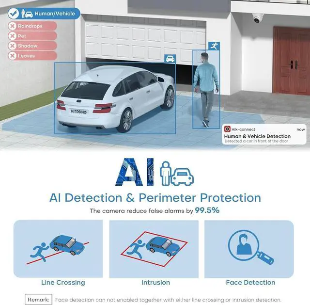 Alt view image 4 of 7 - Gadpiparty HIKV 8 Channel NVR Camera System Kit, DS-7608NXI-K2/8P 4K ACU-Sense PoE NVR, 4X DS-2CD2343G2-LI2U 4MP Dual Mic WDR IP Cameras, Facial Recognition, VCA, AI Detection, Compatible for Hikvisi