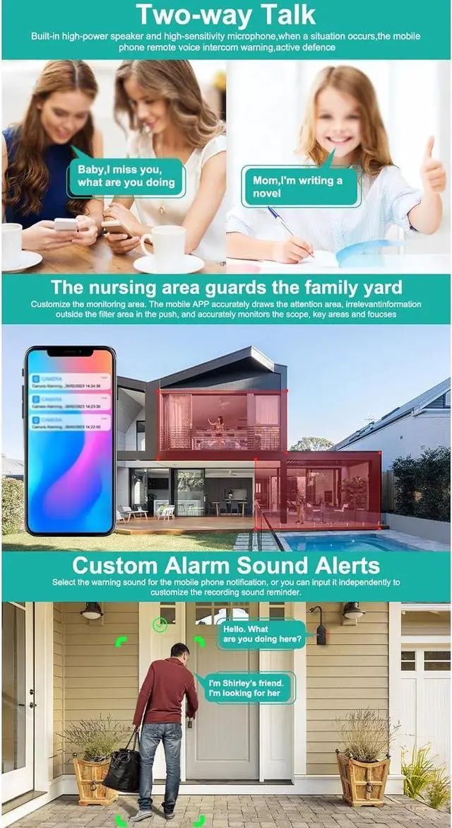 Alt view image 2 of 7 - Camera Hidden, 360 Degree Panoramic Lens Mini Security Camera Two Way Intercom, 2000mAh Flexible Setup for Toddler Garage Yard Remote Playback Night