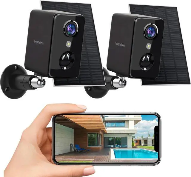 Main image of Gadpiparty Septekon 2K Security Camera Outdoor Wireless, Solar Powered WiFi Camera, Home Surveillance System with Spotlight & Sound Alarm, IP66, 2-Way Audio, AI Detection, Requires 2.4GHz WiFi, 2pcs