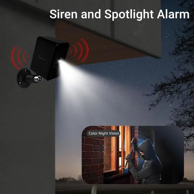 Alt view image 5 of 7 - Gadpiparty Septekon 2K Security Camera Outdoor Wireless, Solar Powered WiFi Camera, Home Surveillance System with Spotlight & Sound Alarm, IP66, 2-Way Audio, AI Detection, Requires 2.4GHz WiFi, 2pcs