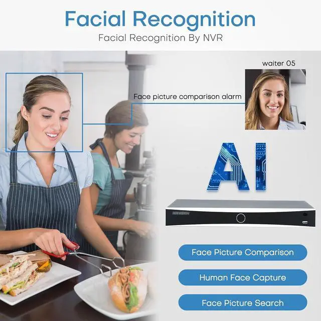 Alt view image 5 of 7 - Gadpiparty HIKV 8 Channel NVR Camera System Kit, DS-7608NXI-K2/8P 4K ACU-Sense PoE NVR, 4X DS-2CD2343G2-LI2U 4MP Dual Mic WDR IP Cameras, Facial Recognition, VCA, AI Detection, Compatible for Hikvisi