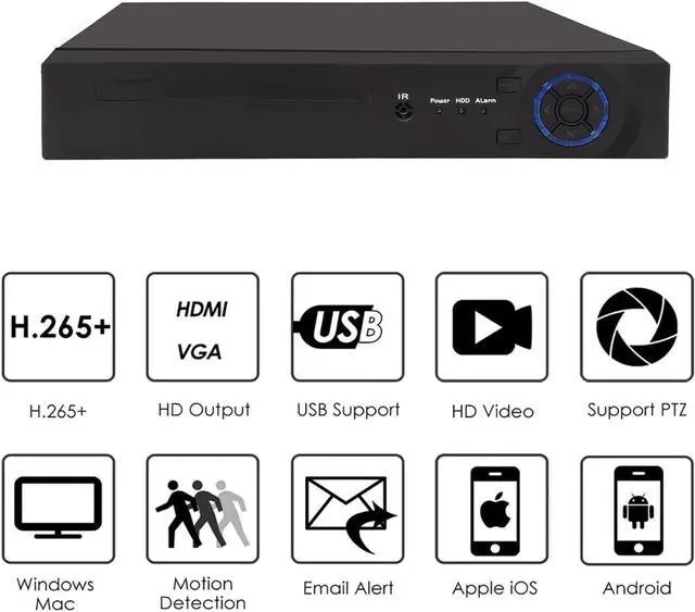 Alt view image 7 of 7 - Gadpiparty 4K Lite 4CH DVR Digital Video Recorder, RUSFEIDA 4K-N 6 in 1 AHD/TVI/CVI/XVI/CVBS/IP Analog Security Camera System, Face Detection, 24/7 Recording (HDD NOT Include)