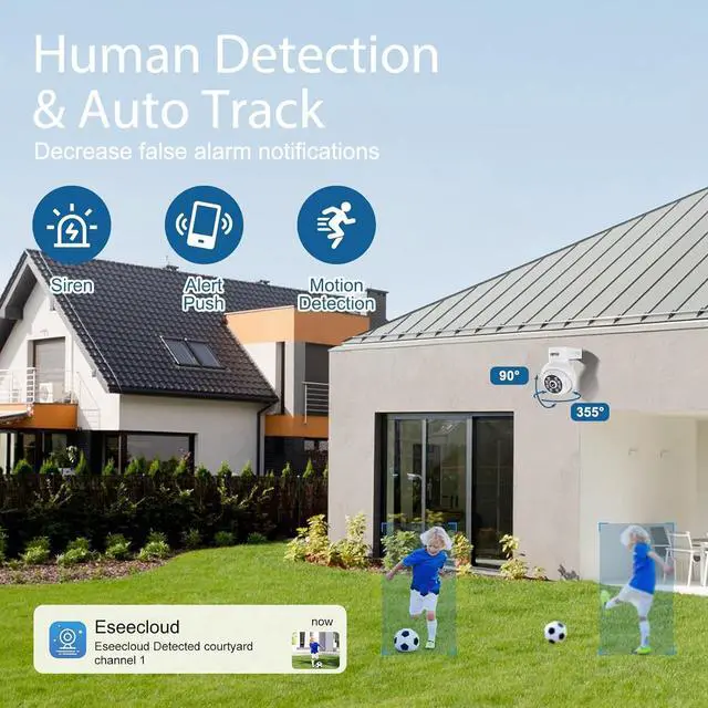 Alt view image 2 of 7 - MMQ 5MP Outdoor Security Camera Wireless,PTZ WiFi Security Cameras Auto Track Security Camera, 2-Way Audio,Color Night Vision,Motion Alert,2.4G/5G