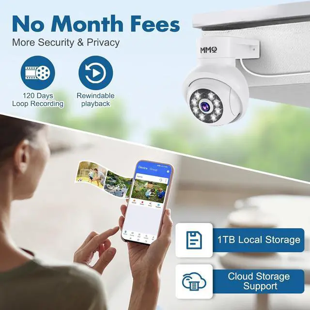 Alt view image 3 of 7 - MMQ 5MP Outdoor Security Camera Wireless,PTZ WiFi Security Cameras Auto Track Security Camera, 2-Way Audio,Color Night Vision,Motion Alert,2.4G/5G