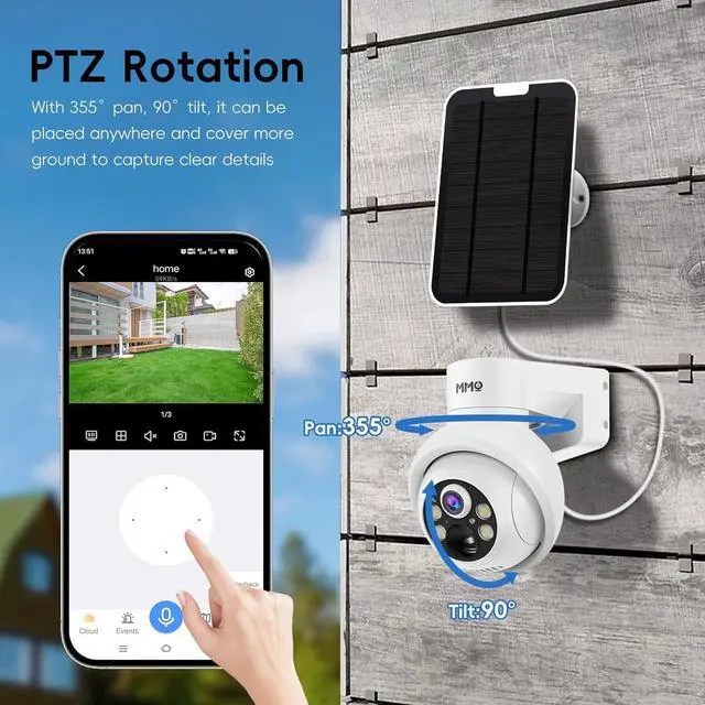 Alt view image 4 of 7 - Gadpiparty Solar Security Camera System Outdoor with 10in LCD Monitor,4-Cam Kit Wireless, Battery Powered Cameras for Home Security with 128GB,PIR Detection,360° View, 2.5K Color Night Vision, No Sub