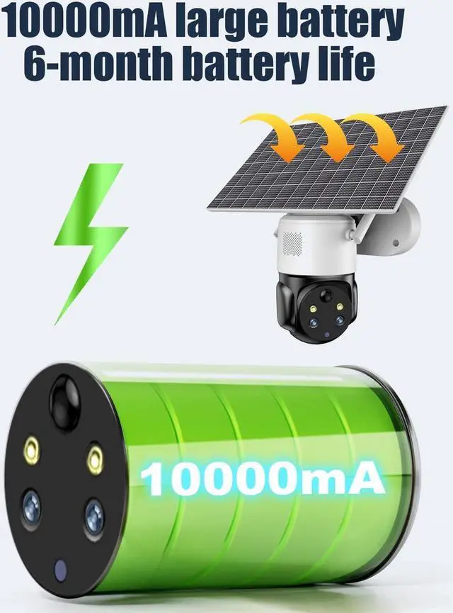 Alt view image 5 of 7 - Dual Camera for Home Security, 2K 4MP Security Camera System, Security Camera Wireless Outdoor, 355° Pan & 90° Tilt, 8W High-Performance Solar Panel, Color Night Vision.
