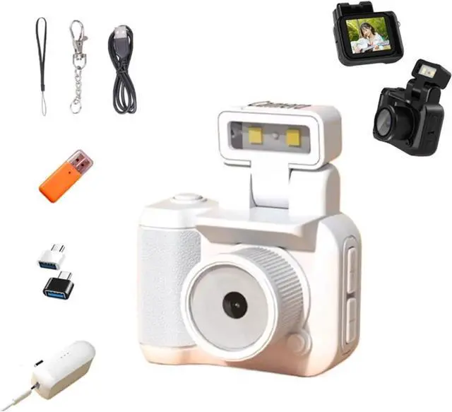 Main image of DARZYS Retro Snap Camera, Retro Snap Mini Camera, Retrosnap Mini Portable Travel Thumb Camera, Retrosnap Mini Camera, Tiny Nostalgic Camera, Tiny Camera Keychain with LED Flash(White-64G Memory Card)
