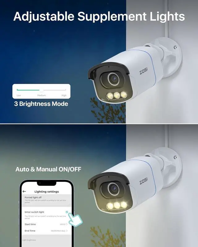 Alt view image 4 of 7 - ZOSI C186 5MP 3K Aurora Lux True Color Night Vision PoE IP Security Camera Outdoor, F1.0 Large Aperture, 1/1.79" Image Sensor, Smart Warm Light, Human Vehicle Detect, Spotlight Siren Alarm, 2-Way Talk