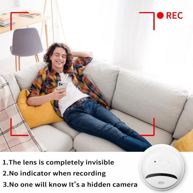Alt view image 5 of 7 - Hidden Camera-Smoke Detector Camera- 2K HD Wireless Camera-Nanny Cam-for Home/Office/Baby/Pet,Built-in 128GB SD Card