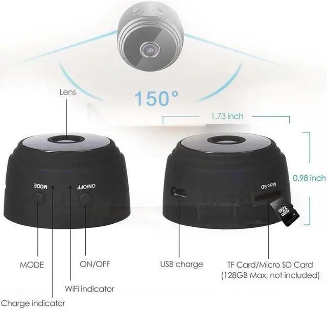 Alt view image 6 of 6 - Vista Focus Magnetic Mini Security Camera, 2024 New Vistafocus Security Camera 360, Mini Camera Wireless WiFi, Mini 1080p HD Wireless Magnetic Security Camera (4pcs)