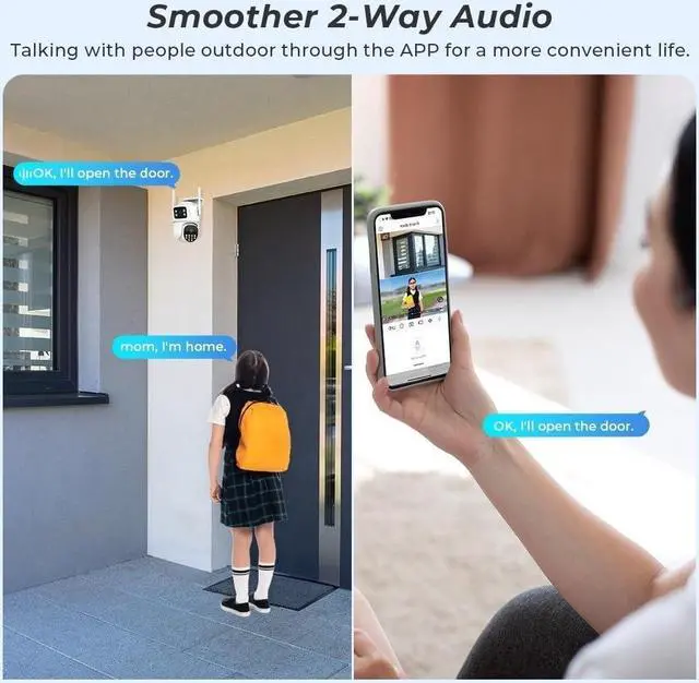 Alt view image 6 of 7 - 8MP Wireless Security Cameras PTZ WiFi Camera Outdoor Dual Lens Dual Screen 4K Surveillance Camera Smart Auto Tracking Night Vision CCTV IP Camera (Size : 4MP NO SD Card)
