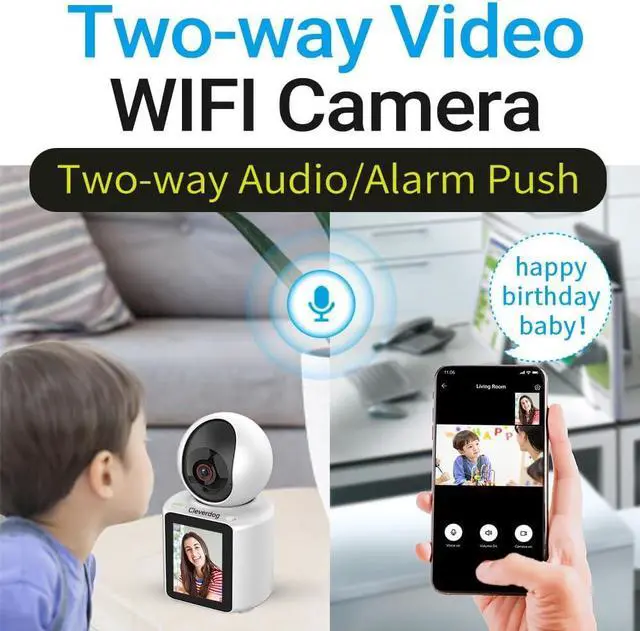 Alt view image 2 of 7 - Indoor Camera, Cameras for Home Security with Night Vision, Pet Camera with Phone App, 1080P Indoor Security Camera, Motion Detection, 2-Way Audio