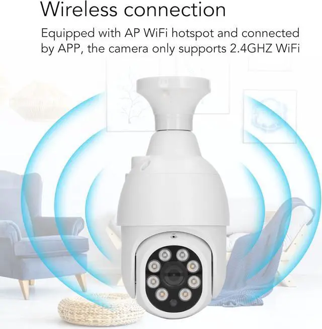 Alt view image 2 of 7 - 2Pcs Smart Security Camera, 1080P HD Video, Fewer Bulb, Motion Detection, Two Way Audio, 2.4 Ghz Outdoor Indoor Camera for Baby and Pet Monitor, White