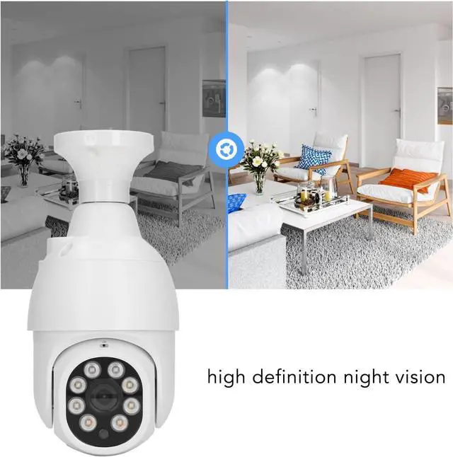 Alt view image 4 of 7 - 2Pcs Smart Security Camera, 1080P HD Video, Fewer Bulb, Motion Detection, Two Way Audio, 2.4 Ghz Outdoor Indoor Camera for Baby and Pet Monitor, White
