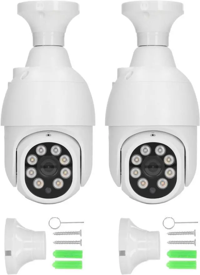 Main image of 2Pcs Smart Security Camera, 1080P HD Video, Fewer Bulb, Motion Detection, Two Way Audio, 2.4 Ghz Outdoor Indoor Camera for Baby and Pet Monitor, White