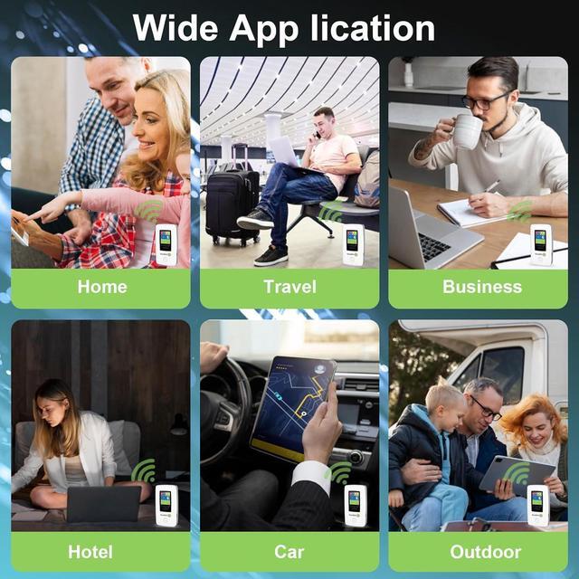 Alt view image 7 of 7 - 4G LTE Portable Mobile Hotspot WiFi - Pocket WiFi with 1GB Data, Hotspot Router & Power Bank 6000mAh, No Contract or SIM Card Required,10 Connected Devices, Ideal for Travel in The US & Europe
