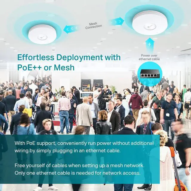 Alt view image 6 of 6 - TP-Link EAP690E HD Wi-Fi 6E Omada AXE11000 Wireless Access Point for Dense Environments | 10G Ethernet | PoE++ Powered | Mesh, Seamless Roaming, WPA3 | Remote & App Control | Multi Control Options