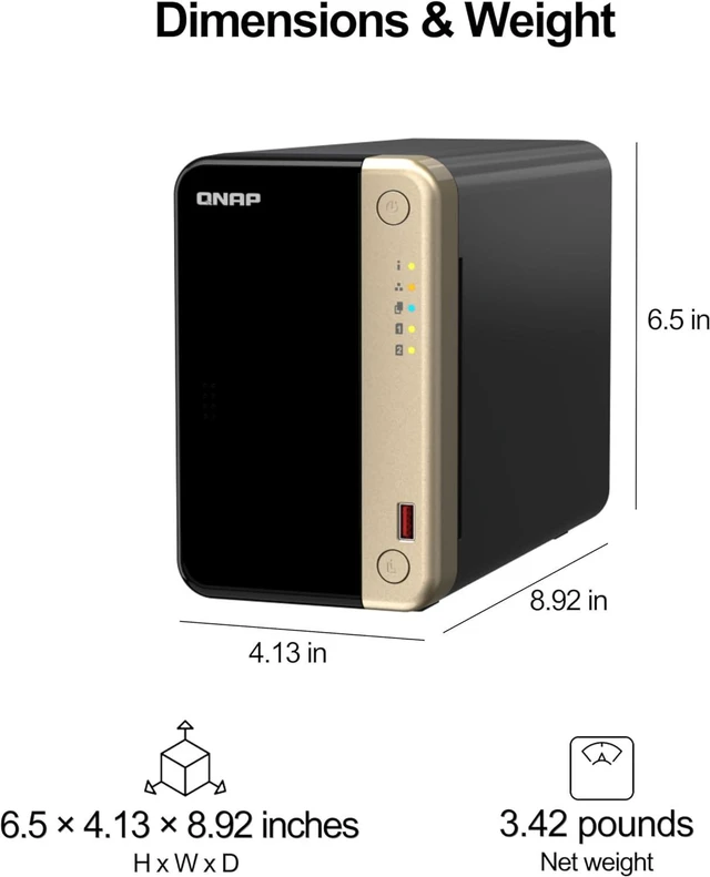 Alt view image 7 of 7 - QNAP TS-264-8G-US 2 Bay High-Performance Desktop NAS with Intel Celeron Quad-core Processor, M.2 PCIe Slots and Dual 2.5GbE (2.5G/1G/100M) Network Connectivity (Diskless)