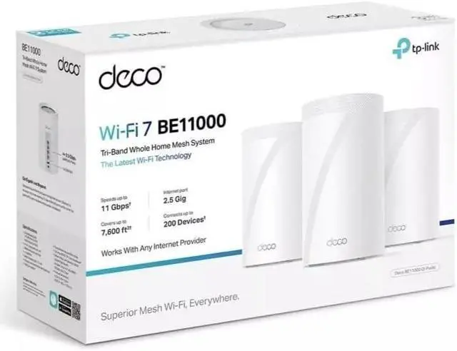 Main image of TP-Link - Deco BE11000 Multi-Gig Whole Home Mesh Wi-Fi 7 System (3-Pack) - White