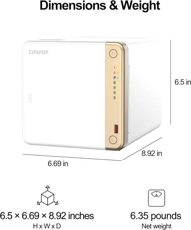 Alt view image 6 of 7 - QNAP TS-462-4G-US 4 Bay Multimedia Desktop NAS with Intel Celeron Dual-core Processor with M.2 PCIe Slots and PCIe expandability and 2.5GbE (2.5G/1G/100M) Network Connectivity (Diskless)
