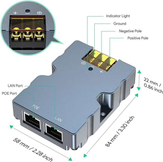 Alt view image 2 of 7 - 320W Starlink Performance Gen 2 POE Injector DC 12V to 48V 6A 288W | Fits Starlink High Performance, Starlink Dish Cable Adapter to RJ45, DC Step UP Converter 12V to 48V 6A 288W (Gray)