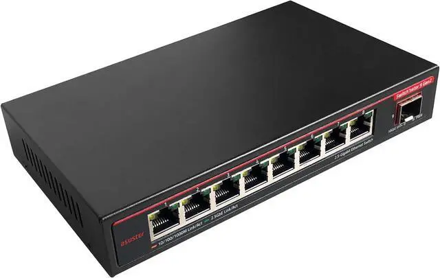 Alt view image 2 of 5 - Asustor Switch'nstor 9 Gen 2 ASW209X, 9 Port Unmanaged Ethernet Switch, 1 x 10GbE, 8 x 2.5GbE Multigig Switch, Plug & Play, Desktop/Wall Mount