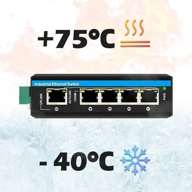 Alt view image 5 of 6 - Outdoor PoE Switch 5port Gigabit Ethernet Switch with DC12V-48V Voltage Input and DC48V Output 30W PoE+ Switch Total 120W Budget Din-Rail Unmanaged Network Switch for Solar Power System