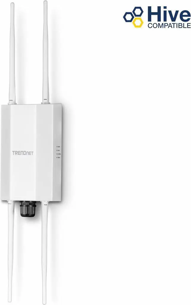 Alt view image 5 of 7 - TRENDnet 5 dBi WiFi 6 AX1800 Outdoor PoE+ Omni Directional Access Point, TEW-941APBO, Point-to-Point and Point-to-Multi-Point Bridge, IP67 Weather Rated Housing, PoE+ Powered, White