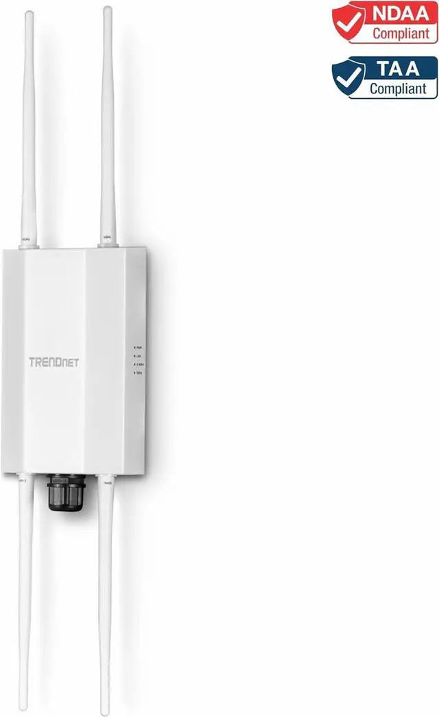 Alt view image 3 of 7 - TRENDnet 5 dBi WiFi 6 AX1800 Outdoor PoE+ Omni Directional Access Point, TEW-941APBO, Point-to-Point and Point-to-Multi-Point Bridge, IP67 Weather Rated Housing, PoE+ Powered, White