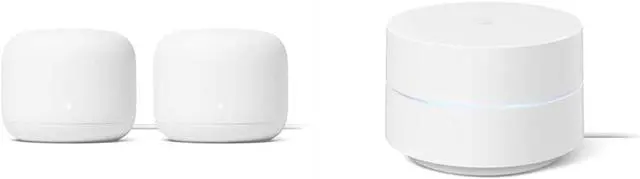 Main image of Google Nest WiFi - AC2200 - Mesh WiFi System - WiFi Router - 4400 Sq Ft Coverage - 2 Pack with Google WiFi - AC1200 - Mesh WiFi System - WiFi Router - 1500 Sq Ft Coverage - 1 Pack