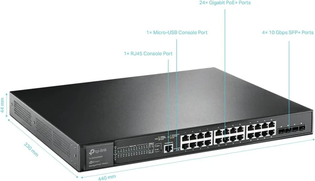 Alt view image 3 of 7 - Omada SG3428XMP, 24 Port Gigabit Smart Managed L2+ PoE Switch