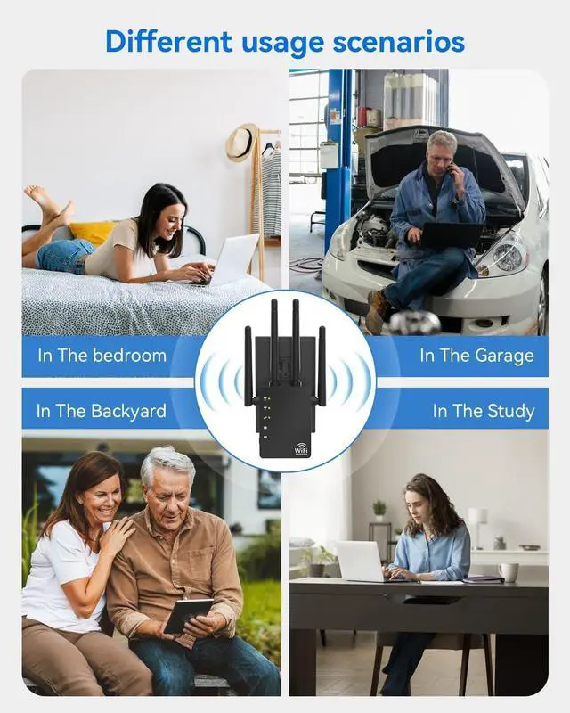 Alt view image 3 of 7 - Dual Band 5GHz/2.4GHz WiFi Extender, WiFi Booster, WiFi Extender Signal Booster, Covers 12880 Sq.ft, Supports 105 Devices, Wireless Signal Booster for Home