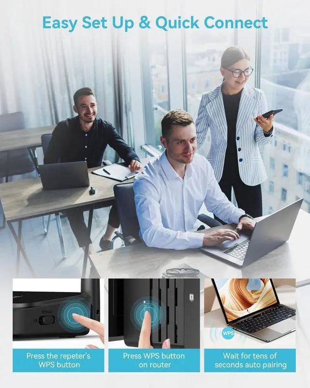 Alt view image 2 of 7 - 12880 Sq.Ft Range WiFi Extender Signal Booster Dual Band 5GHz/2.4GHz, 105-Device Compatibility, Simple Installation, WiFi Extender