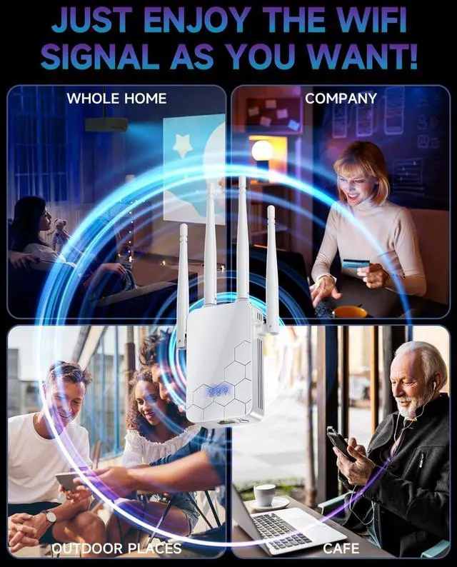 Alt view image 7 of 7 - 2025 WiFi Extender Internet Booster, 10000 Sq.ft Long Range Repeater Wireless Routers Amplifier, Mesh Wi-Fi 80% Faster | Broader Than Ever, Support More Network Devices at Home, 1-Tap Setup