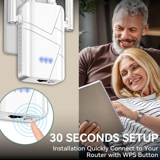 Alt view image 3 of 6 - 2025 WiFi Extender Signal Booster - up to 10000 sq.ft Coverage, Wireless Booster - Long Range Internet Repeater, WiFi Booster and Signal Amplifier w/Ethernet Port, 1-Tap Setup
