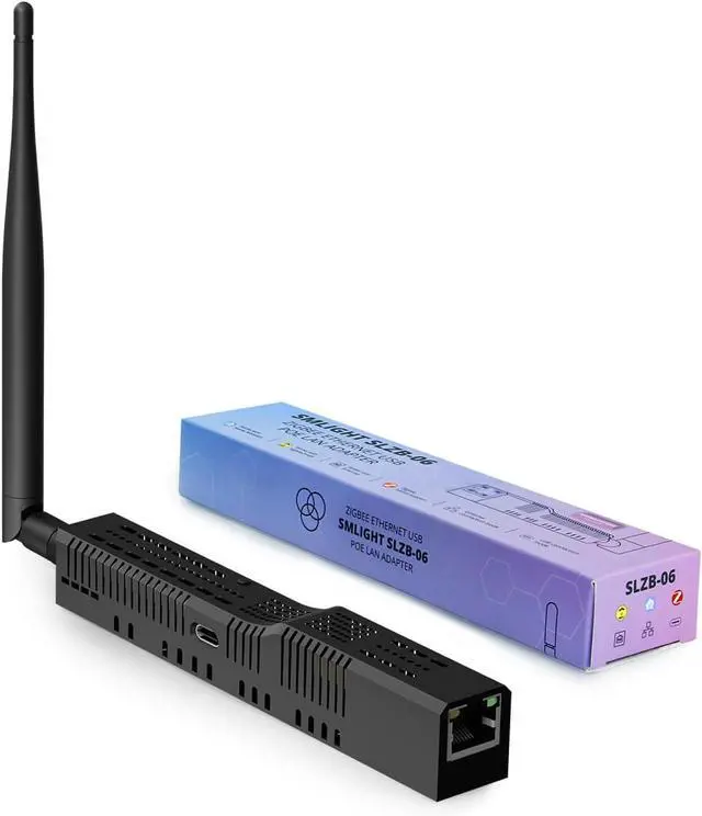 Main image of SMLIGHT SLZB-06 - Zigbee 3.0 to Ethernet,USB,and WiFi Gateway Coordinator with PoE,Universal Gateway for Home Assistant/ Zigbee2MQTT/ZHA,Wireless Zigbee 3.0 USB Adapter