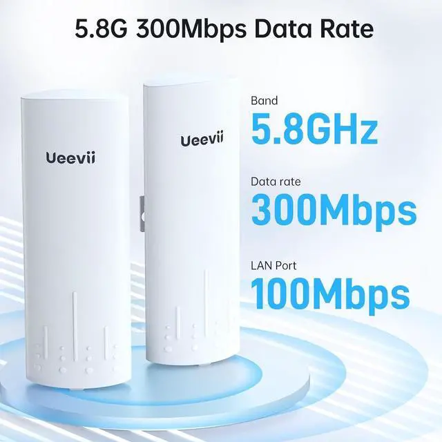 Alt view image 2 of 7 - UeeVii CPE450 Wireless Bridge and WR3000K WiFi Router Kit, 5.8G 3KM Point to Point Wireless Bridge Outdoor to Shop Barn Garage Building Network Kit Solution, Outdoor WiFi Bridge(2PCS), Plug and Play