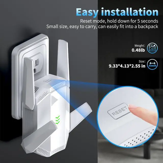 Alt view image 6 of 7 - 2025 WiFi Extender Signal Booster, Long Range Wireless Repeater Amplifier with Ethernet Port, for Home, Outdoor, Covers Up to 20000 Sq, Dual Band, Works with All Router, Quick Setup