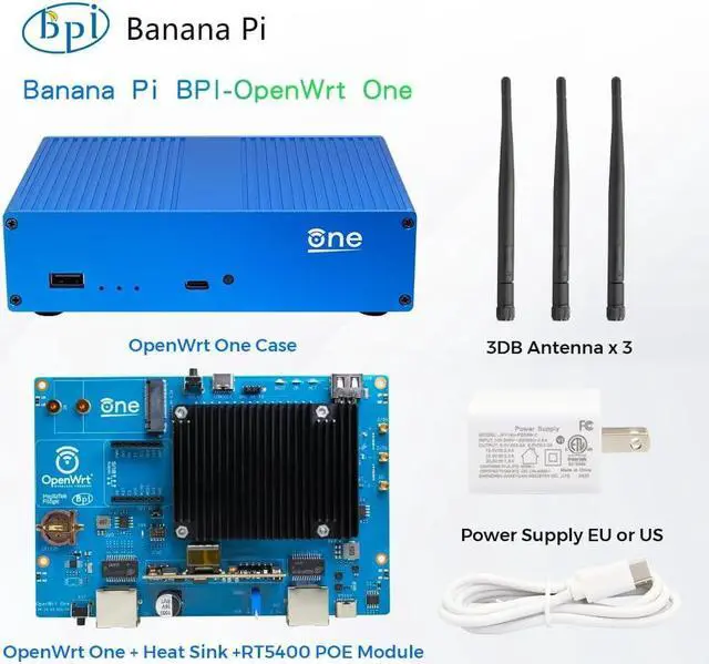 Alt view image 2 of 6 - WayPonDEV Banana Pi WiFi 6 OpenWrt One Router Board, Wireless Dual Band Internet Router, MediaTek MT7981B SoC 1GB DDR4 RAM, Integrated 1x 2.5GbE WAN Gigabit LAN RJ45 Port, Support AP, WPA,WPA2,WPA3