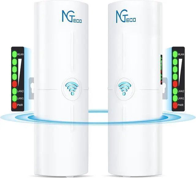 Main image of Gigabit Wireless Bridge Outdoor, 5KM Point-to-Point WiFi for Network Extension, 5.8 GHz Compatible With Starlink and Cameras, Ideal for Barn, Farm, Shop, Plug and Play, 2 Pack