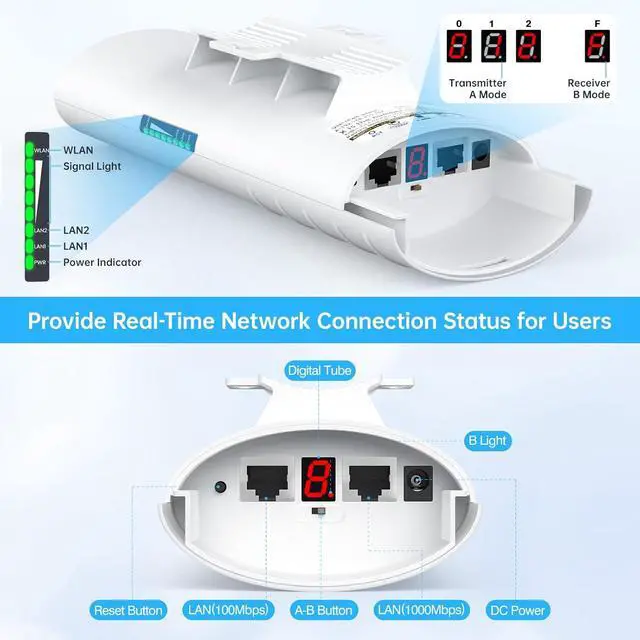 Alt view image 5 of 7 - UeeVii CPE830 Wireless Bridge Outdoor Point to Point & 2-Pack Bridge Bracket