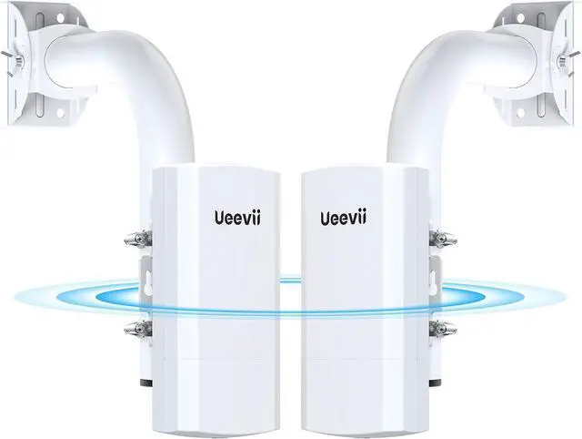 Main image of Wireless Bridge with 2 Bracket,2.4G Point to Point Outdoor WiFi Bridge with 3281ft Working Distance,24V POE Power Supply, IP65 Waterproof Internet Bridge,2-Pack