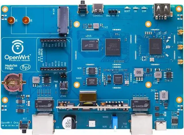 Alt view image 7 of 7 - youyeetoo Banana Pi OpenWrt One - WiFi 6 Official OpenWrt Router Mainline Support,MediaTek MT7981B SoC 1GB DDR4 RAM, RJ45 Port
