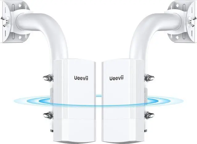 Main image of Wireless Bridge with 2 Brackets, UeeVii 5.8G Point to Point WiFi Bridge, 2 km Long Range Outdoor CPE with Dual 100Mbps LAN Ports, 24V PoE Injector, Ideal for Extending Network to Barn, Garage, or Shop